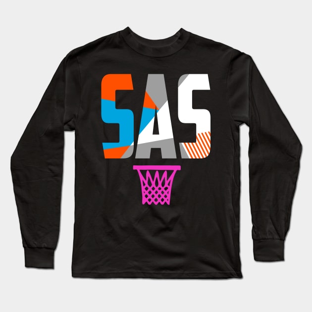 Throwback San Antonio Basketball Long Sleeve T-Shirt by funandgames